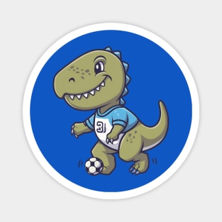 Focused dinosaur playing football Magnet